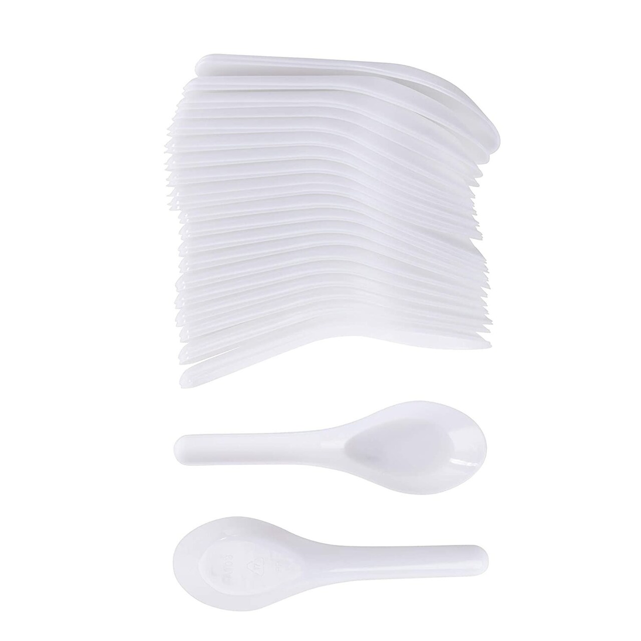 200-Pack Asian Soup Spoons - Disposable Plastic Chinese Soup Spoons, for Appetizer, Ramen, Pho, White, 4.5 x 1.2 Inches